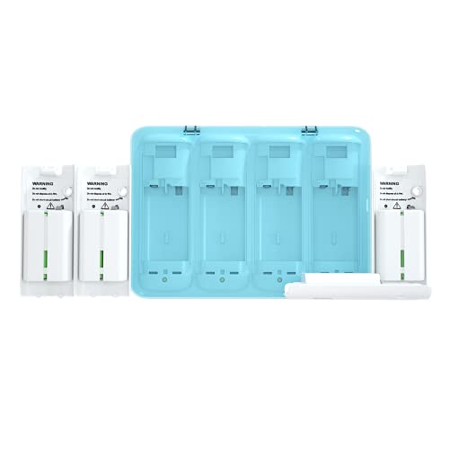 4-Port Charging Station Dock with 4pcs 2800mAh Rechargeable Battery Packs for Wii Wiiu Remote Game Contoller, Including USB Cable Cord