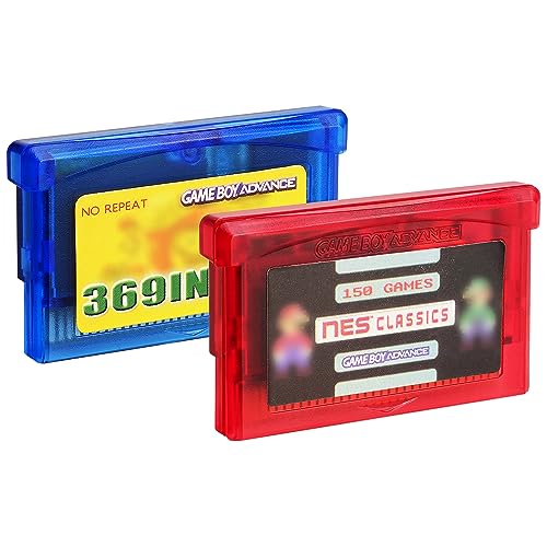 DENKLUR 369 in 1 Games Card and 150 NES Classics Game Cartridge for GBA/GBA SP/GBM/NDS/NDSL Game Console 2pcs