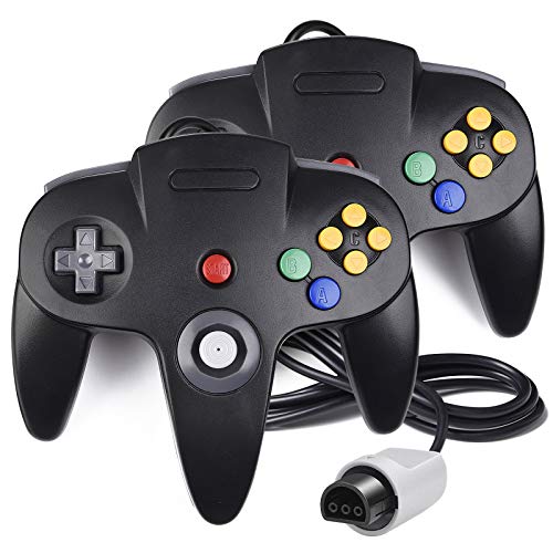 2 Pack N64 Controller, iNNEXT Classic Wired N64 64-bit Game pad Joystick for Ultra 64 Video Game Console N64 System (Black)