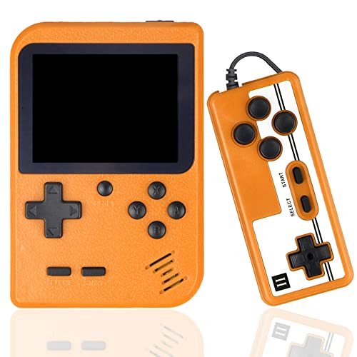Handheld Game Console Retro Game with 500 Classic Games Console Handheld Games 3.0-Inch Color Screen 1020mAh Rechargeable Battery Support for Connecting TV and Two Players for Kids Adults(Orange)