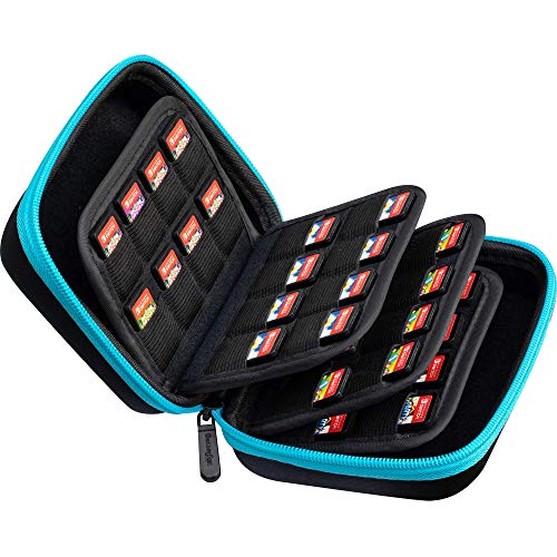 ButterFox 64 Switch Game Case for Nintendo Switch, Switch Game Card Storage Holder or SD Memory Card Case (64 Black/Blue)