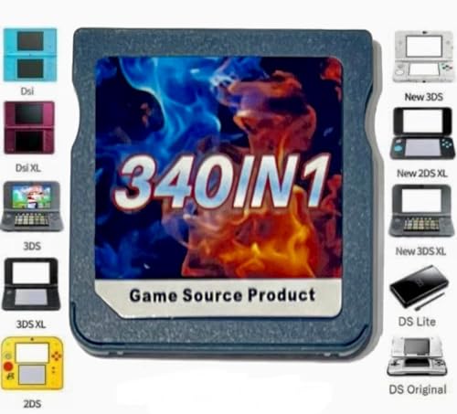 SDHC 340 in 1 All in one Game Card Plug and Play Cartridge Compatible with DS DSI 2DS 3DS DSIXL New 2DSXL New 3DSXL