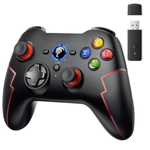 EasySMX Wireless PC Game Controller with High Accuracy Hall Triggers, Long Life Buttons, Comfort Design - Bluetooth Controller Joystick Compatible with PS3/Android/iPhone/iPad/Switch/Stesm Deck/Tesla