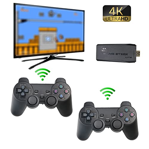 Trovono Wireless Retro Game Console,Built in 10000+ Classic Games,9 Emulators,Plug and Play Video Game Stick 4K High Definition HDMI Output for TV with Dual 2.4G Wireless Controllers