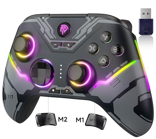 EasySMX X15 PC Controller - Enhanced Wireless Bluetooth Controller with Hall Joysticks/Hall Triggers/RGB Lighting - No Stick Drift, No Dead Zone - Work for Windows PC, Android, Steam and Switch
