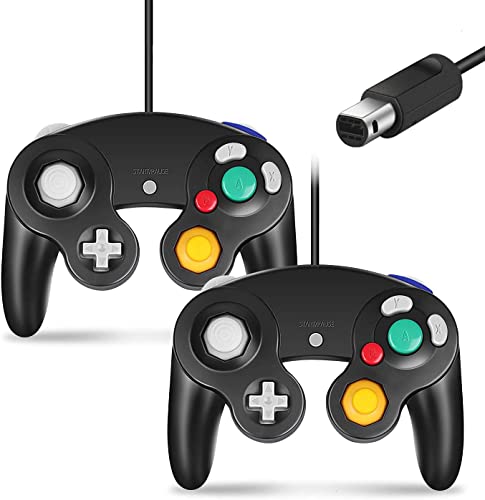 Gamecube Controller, Cipon Wired Controller Gamepad Compatible with Nintendo Wii/GameCube - Enhanced (Black & Black)