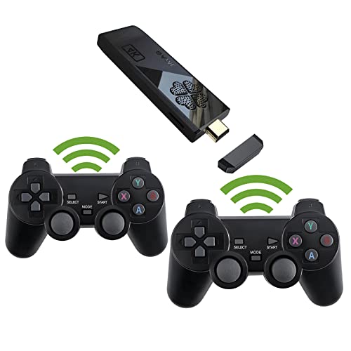 Wireless Retro Game Console,Plug and Play Video Game Stick Built in 10000+ Games,9 Classic Emulators, with Dual 2.4G Wireless Controllers(64G)