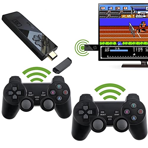 Wireless Retro Game Console,Plug and Play Video Game Stick Built in 10000+ Games,9 Classic Emulators, with Dual 2.4G Wireless Controllers(64G)