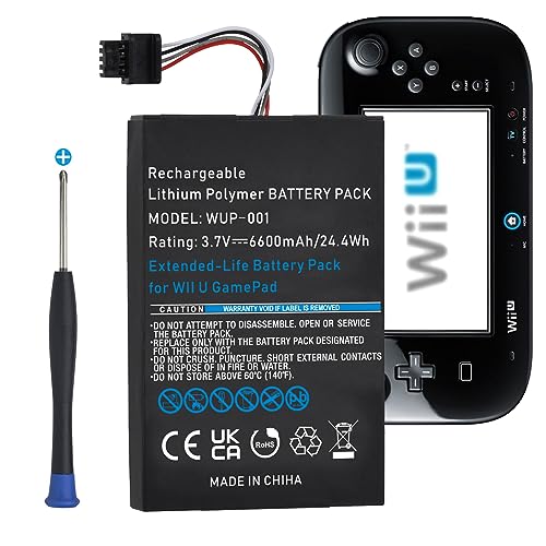 Pickle Power 6600mAh Wii U Gamepad Battery, Rechargeable Wii U Battery Replacement for Nintendo Wii U Gamepad WUP-010 WUP-012