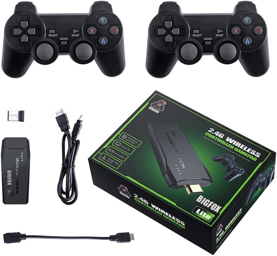 Retro Game Console, Nostalgia Stick Game,Retro Game Stick,Plug and Play Video Game Stick Built in 10000+ Games,4K HDMI Output,9 Classic Emulators, with Dual 2.4G Wireless Controllers(64G)
